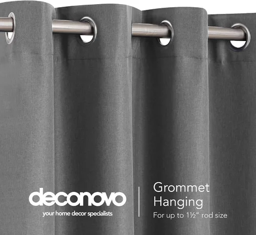 Vista 3 de Deconovo - Cortinas opacas de doble capa de lino sintético con ojales térmicos, cortinas opacas para dormitorio