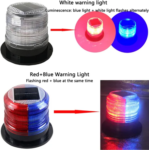 Vista 8 de Luz Estroboscópica Solar de Advertencia de Seguridad Intermitente/Luz Estroboscópica de Techo, con Base Magnética Fuerte Impermeable para 4 piezas