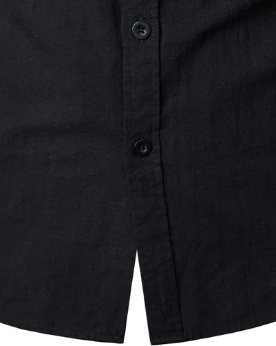 Vista 6 de ZEROYAA Camisas de manga corta con botones y algodón y lino para hombre, ligeras, con bolsillo