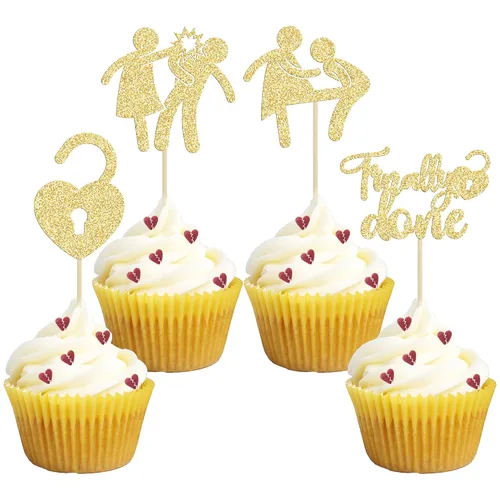 Vista 11 de Gyufise Paquete de 24 adornos negros con purpurina para cupcakes Boy Bye Finally Done para cupcakes, decoraciones para divorcio, ruptura, fiesta
