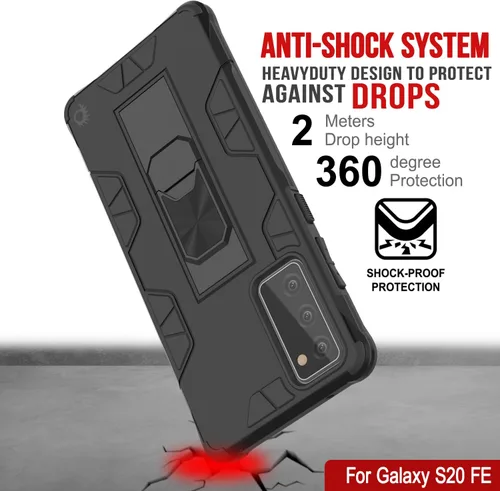 Vista 7 de Punkcase Funda para Galaxy S20 FE [Serie ArmorShield] Funda protectora de doble capa de estilo militar con soporte de agarre de anillo de metal