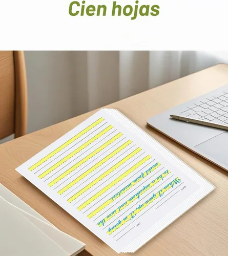 Vista 4 de Write - Papel para principiantes nivel 1, papel de escritura con líneas y resaltados amarillos, papel de escritura para niños, papel de 3.53 oz/m²