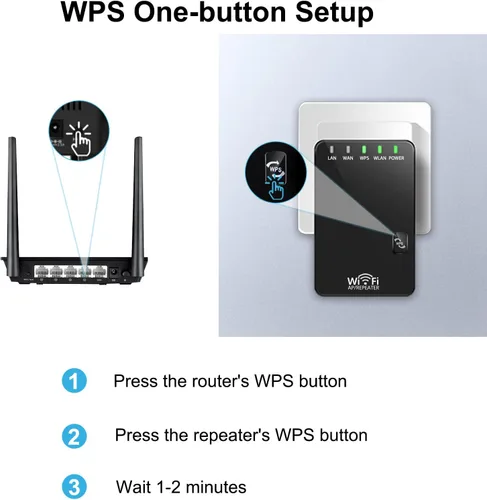Vista 4 de Amplificador de señal WiFi de 300 Mbps, cubre hasta 4500 pies cuadrados y 45 dispositivos, amplificador de Internet repetidor WiFi con puerto