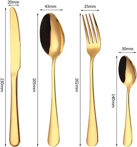 Vista 2 de 4pcs Set Cutlery Dinnerware 304 Stainless Steel Flatware Set Tableware Dinner Spoon Fork Knife Flatware Serving Sets (Black)