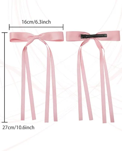 Vista 3 de AWAYTR Clip de lazo de satén sedoso, paquete de 3 – rosa, beige, negro