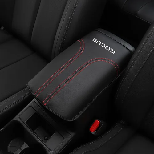 Vista 9 de Funda para reposabrazos de consola central de automóvil para Nissan Rogue 2014-2020, de cuero, antiarañazos, protector de tapa de caja central Cuero