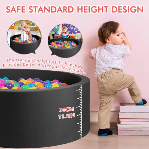Vista 4 de Fosa de pelotas de espuma, 35" x 12" Fosas de pelotas para niños pequeños, Piscina de pelotas redonda suave para bebés y niños pequeños, Regalo