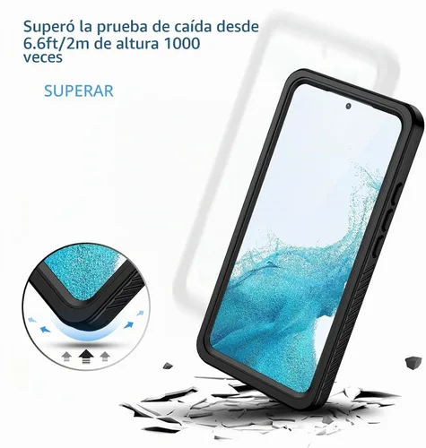 Vista 5 de Lanhiem Funda para Samsung Galaxy S22, IP68 impermeable a prueba de polvo con protector de pantalla integrado, funda protectora de cuerpo completo
