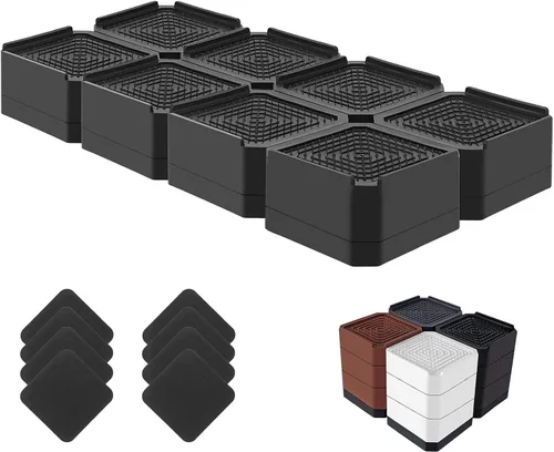 Vista 11 de Elevadores de cama resistentes, bloques elevadores de muebles ajustables de 1.5, 3, 4.3 pulgadas para patas de sofá, mesa, escritorio, refrigerador