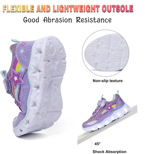 Vista 4 de SPR&JOY Zapatos con luz para niños y niñas, ligeros, transpirables, antideslizantes, tenis deportivos con luces LED intermitentes para niños pequeños