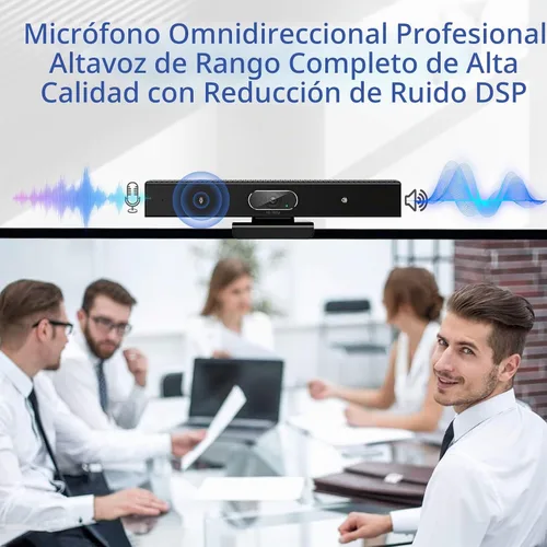 Vista 4 de Cámara de sala de conferencias, 3 en 1, cámara web Full HD de 1080p con micrófono y altavoz, USB Plug and Play, cámara de videoconferencia de gran