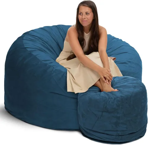 Vista 18 de ULTIMATE SACK 5000 Silla Puf de 5-Pies con Reposapiés, Funda de Gamuza Negra – Tumbona de Espuma de Gran Tamaño, Asiento de Suelo, Sofá Pequeño