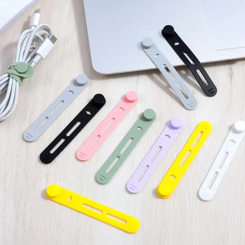 Vista 7 de 42 bridas de silicona reutilizables para cables, multiusos, organizador de cables elásticos multiusos para cables y cables de carga para oficina