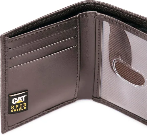 Vista 3 de Caterpillar Billetera triple de cuero para hombre con ventana de identificación