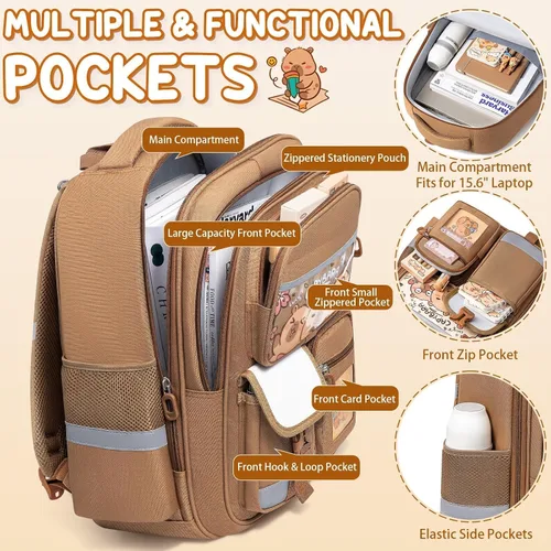Vista 4 de Fimibuke Mochila escolar para niños y niñas, bonita mochila para niños pequeños, suministros escolares con bolsa para libros, estuche para lápices