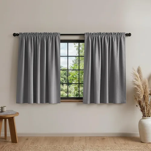 Vista 15 de Mrs.Naturall - Cortinas opacas cortas beige para ventanas pequeñas de 18x24 pulgadas de largo