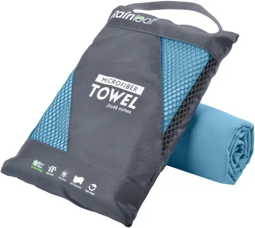 Vista 14 de Toalla de microfibra Rainleaf perfecta para viajes y gimnasio y camping. Secado rápido - Super absorbente - Ultra compacta - Liviana. Adecuada