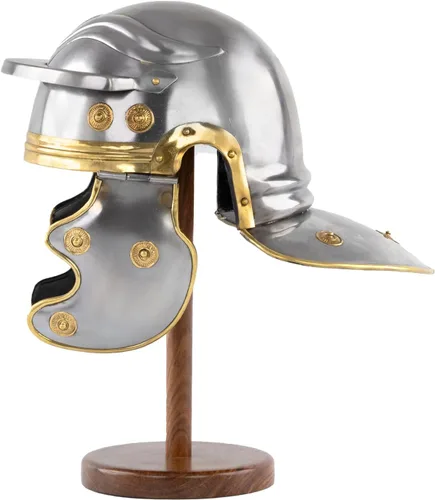 Vista 4 de Casco centurión romano medieval Casco de guerreros de gladiador Casco de réplica de metal Casco para LARP, WO Plume