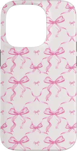 Vista 17 de Cintas y lazos rosados estéticos en acuarela para iPhone 17