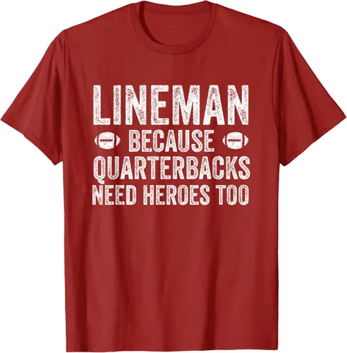 Vista 75 de Lineman Because Quarterbacks Need Heroes Camiseta de fútbol linieros S Negro