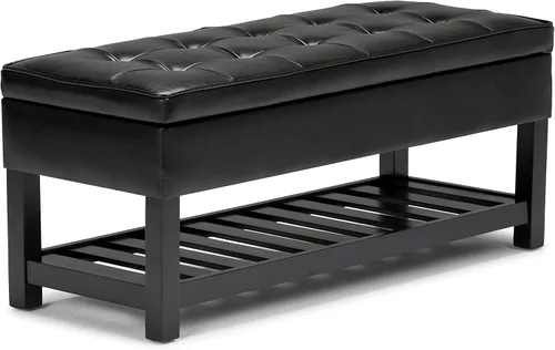 Vista 22 de SIMPLIHOME Cosmopolitan - Otomana rectangular con aspecto de lino de 44 pulgadas de ancho, color gris nube