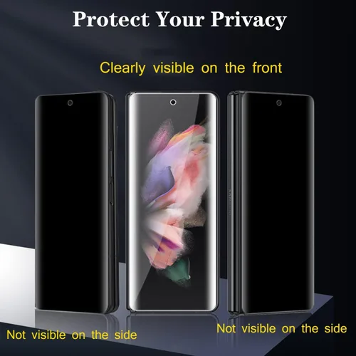 Vista 4 de Paquete de 2 protectores de pantalla de privacidad compatibles con Galaxy Z Fold 3, antiespías, 1 protector de pantalla exterior + 1 protector