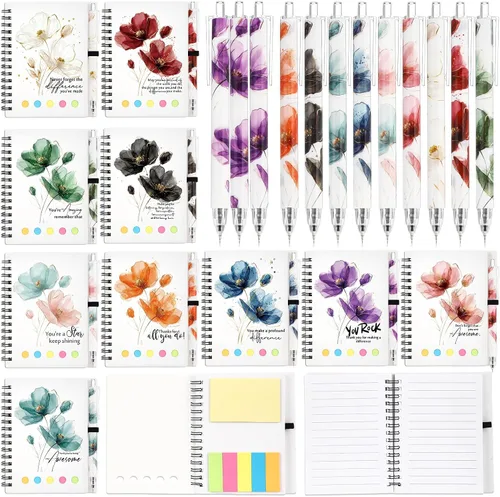 Vista 8 de Honoson Juego de 10 cuadernos inspiradores a granel con notas adhesivas y bolígrafo de bambú, regalos de agradecimiento para profesores, enfermeras