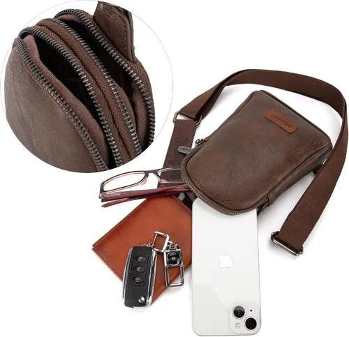 Vista 4 de Wrangler Bolso bandolera para mujer con correa desmontable, café (A-Coffee), Moda