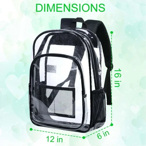 Vista 4 de Mochila transparente resistente para libros, mochila escolar traslúcida