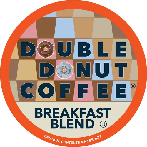 Vista 100 de Double Donut Coffee Cápsulas de Café Half Caff, Cápsulas de Café de Media Cafeína de Porción Individual para Cafeteras Keurig K Cup, Tostado Medio