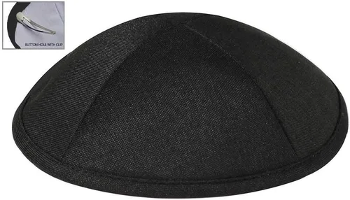 Vista 2 de Zion Judaica Deluxe Linen Kippah Kids Yamakas Mens Ceremony Yarmulkes WClips
