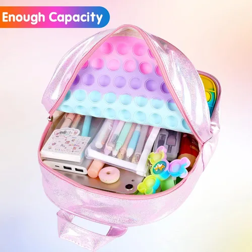 Vista 5 de GOHEYI Mochila escolar para niños y niñas, suministros para el regreso a clases, mochila clásica para niñas primaria, mochila de escuela pop