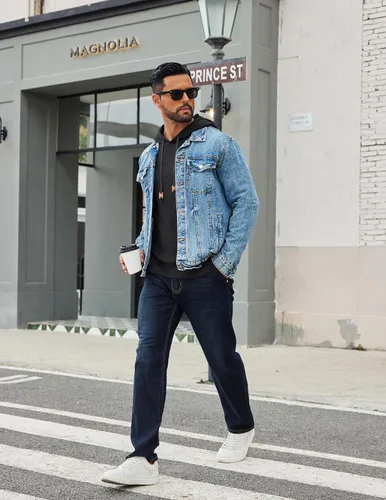 Vista 30 de COOFANDY Sudadera con capucha para hombre, casual, de manga larga, con cordón, de punto gofre, ajustada