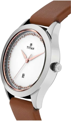 Vista 3 de Titan Sparkle - Reloj de pulsera para mujer con cristales Swarovski, cuarzo, resistente al agua, malla o correa de piel