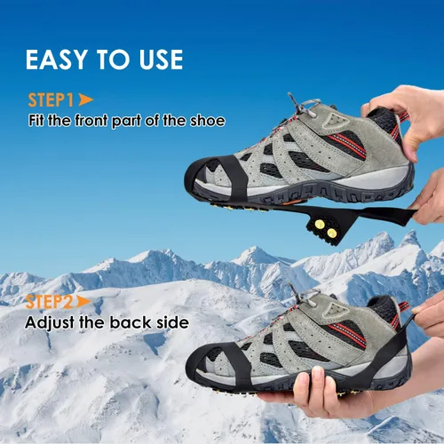 Vista 3 de ZOMAKE Walk Traction Cleats Ice Crampons for Men WomenRunning on Snow and ice Anti Slip Shoe Grips Portable Ice Grippers for Shoes Boots 1011 Spikes