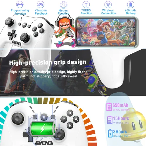 Vista 6 de Bluetooth Controller for iPhoneMobile PhoneSwitchMaciPadAndroidLaptop, Wireless Pro Game Controller for Apple Arcade MFI Games, Remote Gamepad