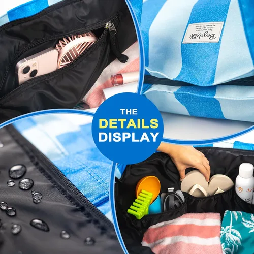 Vista 6 de Bolsas de playa impermeables a prueba de arena, bolsa grande XL para piscina para mujer