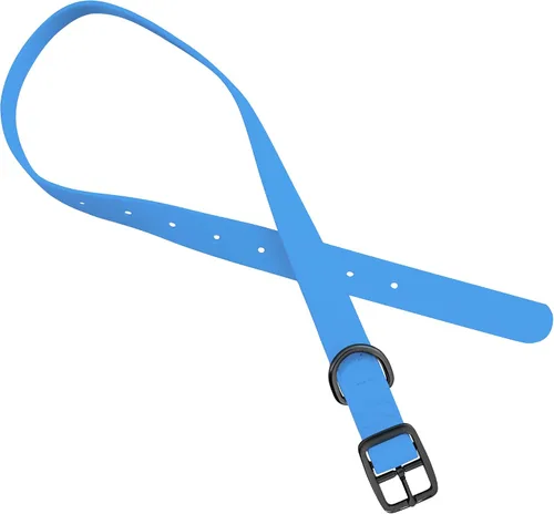 Vista 7 de MiMu Collar pequeño de silicona para perro, collar de perro elegante azul de 18 pulgadas con hebilla de punta y bucle de correa con anillo en D