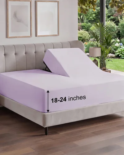 Vista 106 de Sábana bajera ajustable extra profunda Twin XL – Sábana bajera individual de lujo de hotel solamente – Se adapta fácilmente a colchones de 18 a 24