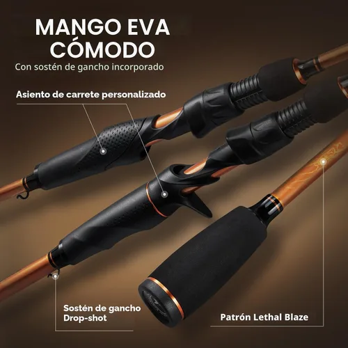 Vista 11 de KastKing Lethal Blaze - Combo de caña de pescar y carrete de doble punta, combo de spinning y baitcaster, diseño de patrón de llama, caña de grafito