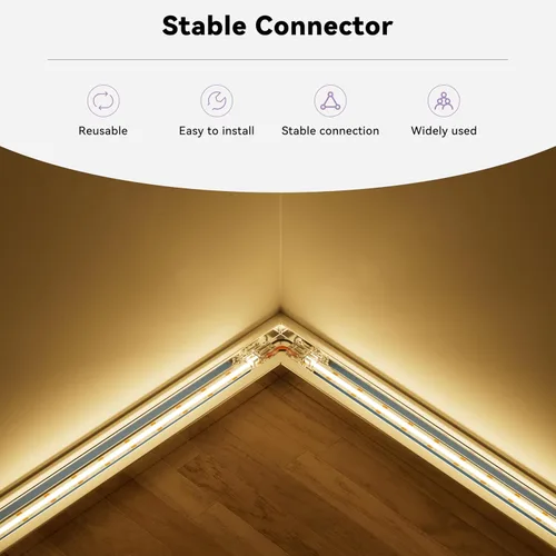 Vista 4 de MIWISE Kit de conectores de 0.315 in para tira LED COB de 2 pines, 10 conectores en forma de L, conectores de extensión sin soldadura para tiras