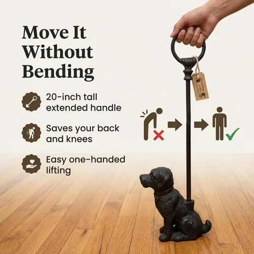 Vista 2 de LuLu Decor, Tapón decorativo para puerta de perro de hierro fundido con mango