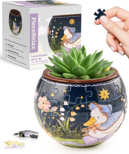 Vista 23 de PieceRelax Rompecabezas 3D Maceta 80 Piezas - Abundancia de Otoño, Macetas de Flores de Decoración del Hogar para Cactus de Interior, Macetas