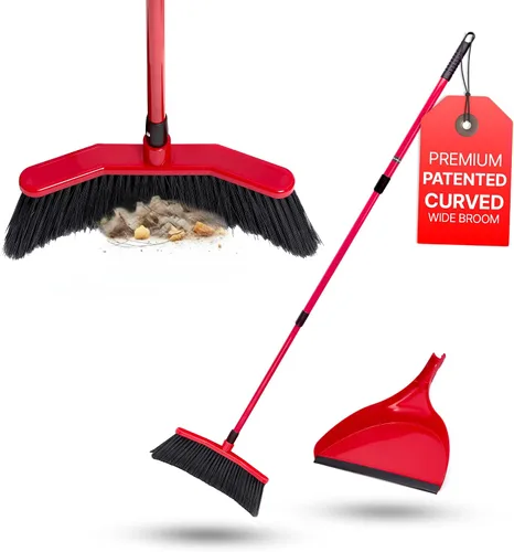 Vista 9 de Da Vinci - Juego combinado de escoba con recogedor, cabeza curvada de 16 pulgadas 52" adjustable telescopic handle, soft PVC bristles, indoor