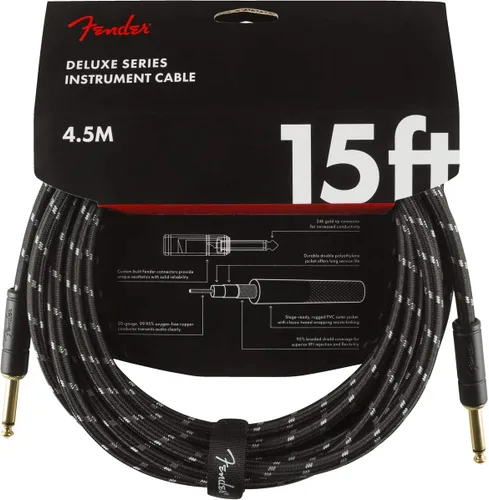 Vista 12 de Fender Cable de instrumentos de la serie Deluxe, recto/recto, Tweed, 18.6 pies