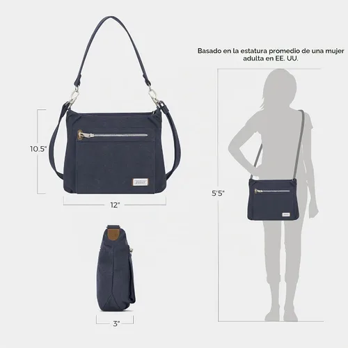 Vista 5 de Travelon Bolso Hobo Heritage antirrobo Índigo