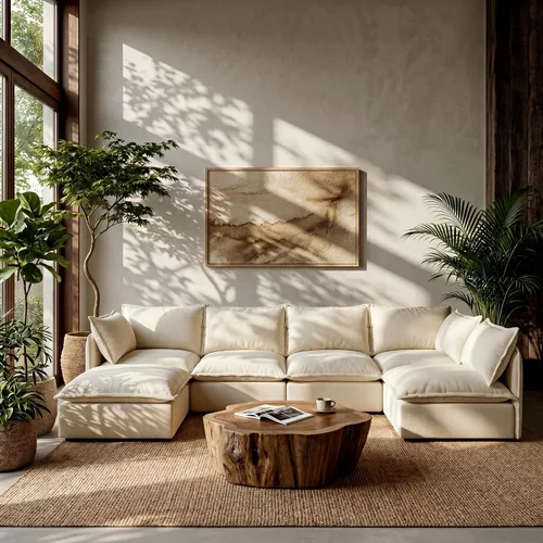 Vista 26 de Acanva Sofá modular modular para sala de estar, cómodo sofá convertible en nube, sofá de gran tamaño con otomana y fundas de felpilla lavables