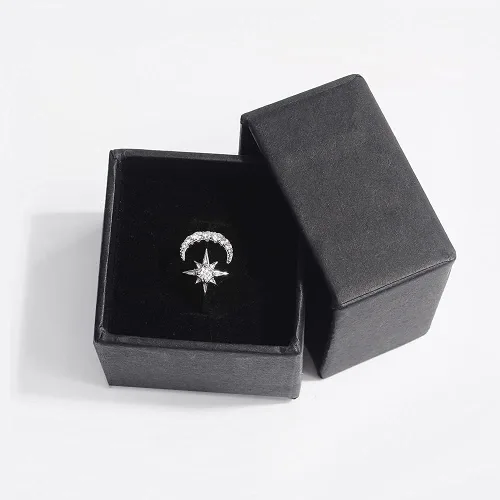 Vista 6 de Anillos de luna cúbica para mujer anillo abierto AAAA circonita cúbica luna y estrella abierta ajustable para EE UU 5-9 Metal Metal Cristal Zirconia