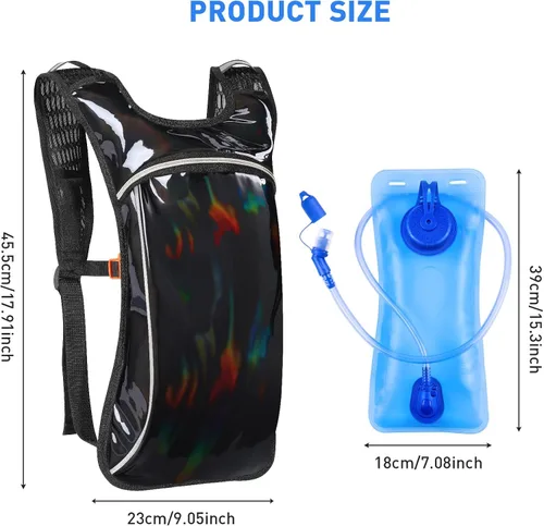 Vista 2 de KUYOU Rave Hydration Pack, Hydration Backpack with 2L Hydration Bladder, Festival Essential Water Backpack for Hiking, Running, Cycling, and Music