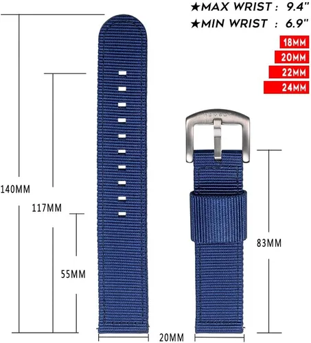 Vista 7 de Correa de reloj de liberación rápida de 0.866 in para Samsung Galaxy Watch 655 Pro43Gear S3S2Active 2, correa de nailon para reloj inteligente